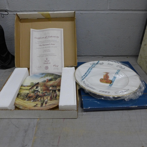 1124 - A collection of Bradford Exchange plates, hangers and a porcelain mantel clock **PLEASE NOTE THIS LO... 