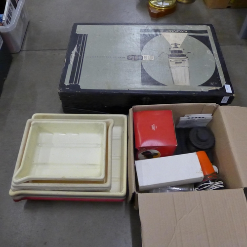 1127 - A photographic enlarger, Axomat 3, and dark room accessories **PLEASE NOTE THIS LOT IS NOT ELIGIBLE ... 