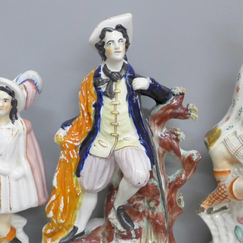 611 - Three Staffordshire flatback figures