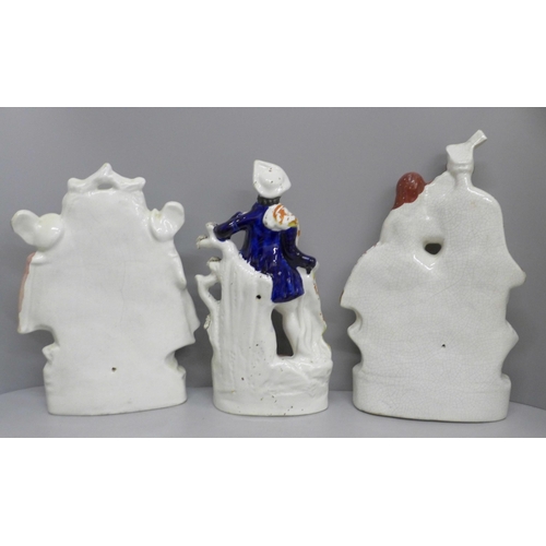 611 - Three Staffordshire flatback figures