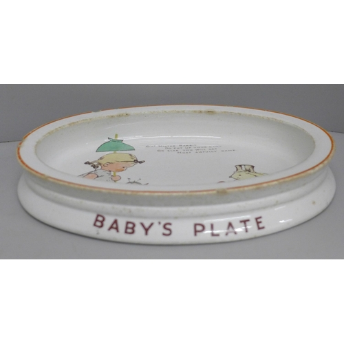 616 - A Shelley Mabel Lucie Attwell baby's plate, chips to rim