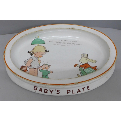 616 - A Shelley Mabel Lucie Attwell baby's plate, chips to rim