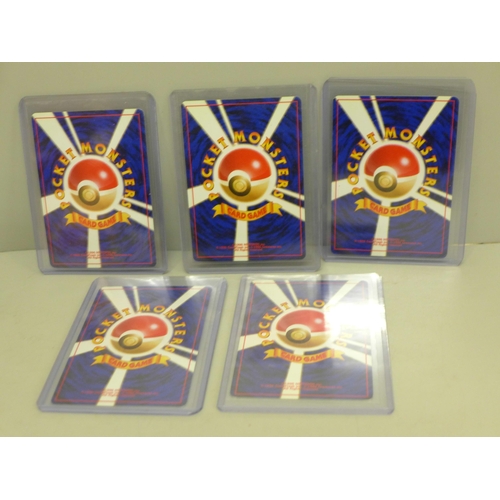 Five Vintage Japanese Holographic Pokemon Cards