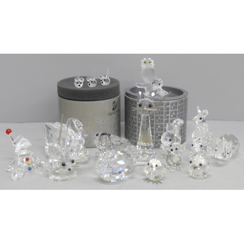 630 - A collection of twelve Swarovski animals including two boxed