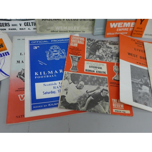 643 - Sixteen FA Cup, Scottish Cup and League Cup Football programmes