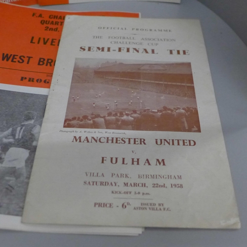 643 - Sixteen FA Cup, Scottish Cup and League Cup Football programmes