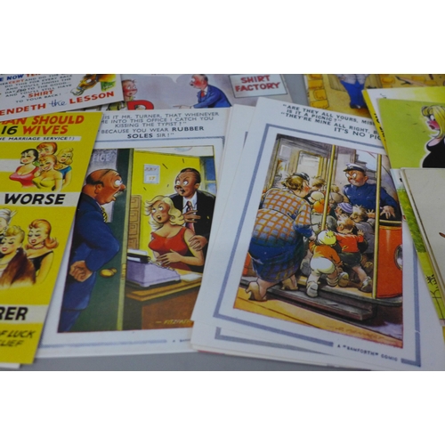 648 - Postcards; 75 Bamforth comic postcards, vintage to modern