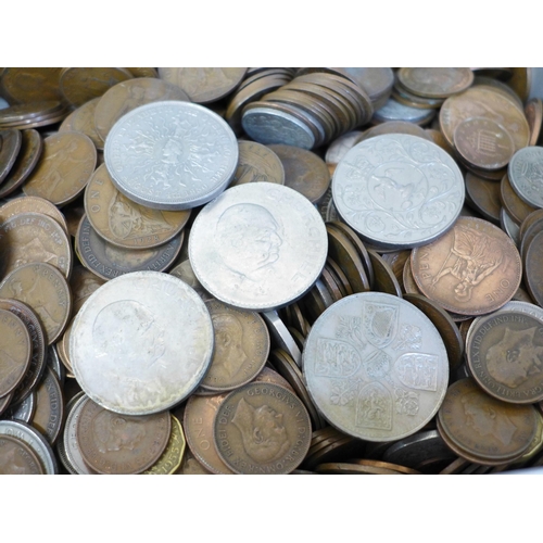 684 - Coins; a box of GB coins and crowns