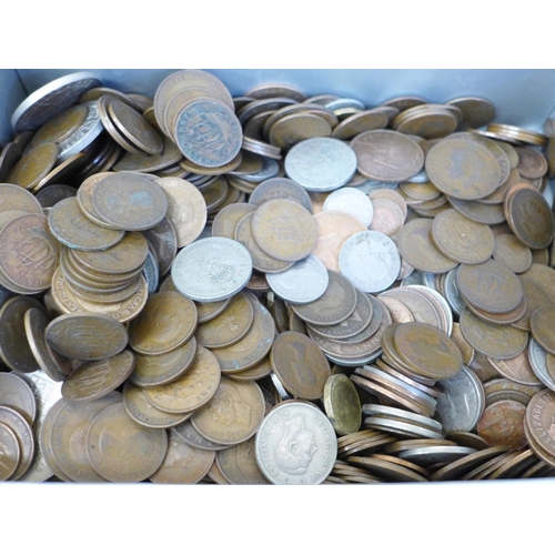 684 - Coins; a box of GB coins and crowns