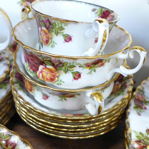 689 - Royal Albert Old Country Roses china including two tureens, tea service, coffee pot, five soup bowls... 