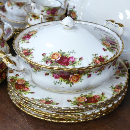 689 - Royal Albert Old Country Roses china including two tureens, tea service, coffee pot, five soup bowls... 