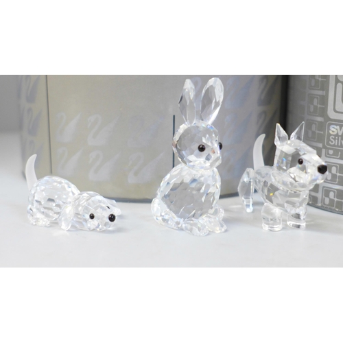 704 - A collection of eight Swarovski animals and four boxed, including four birds on a branch