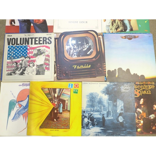 710A - A collection of LP records including Bruce Springsteen, The Eagles, etc.