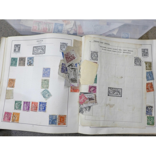 719 - An album of stamps, loose stamps and a banknote