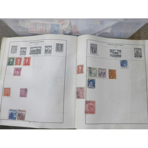 719 - An album of stamps, loose stamps and a banknote