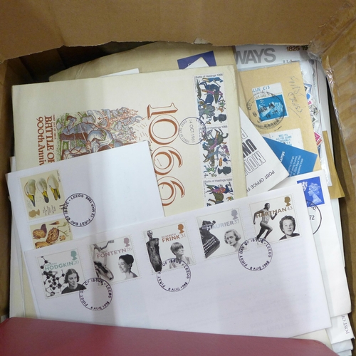 724 - Stamps; a box of GB stamps, covers, etc.