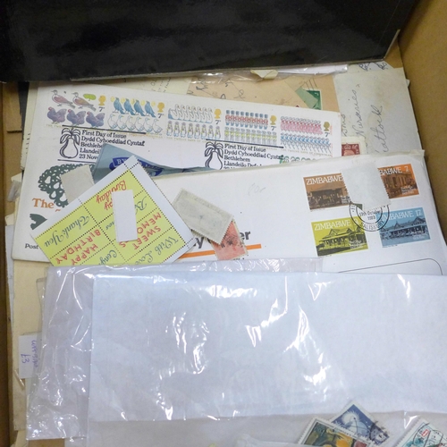 728 - Stamps; a box of stamps, covers, etc., loose and in albums