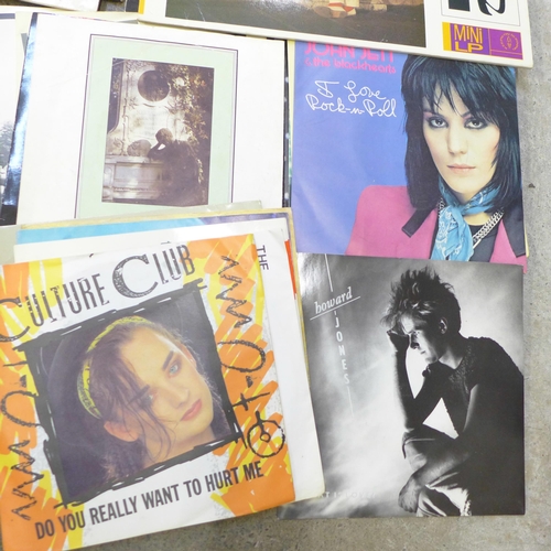 730 - 1980s vinyl records, nineteen LP records including Talking Heads, Bronski Beat and Simple Minds, thi... 