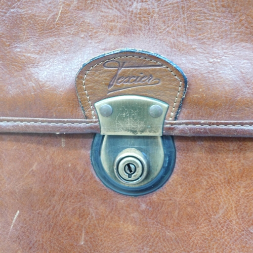 736 - A Texier leather attache/document case and a Pierre Cardin combination lock briefcase (000 combinati... 