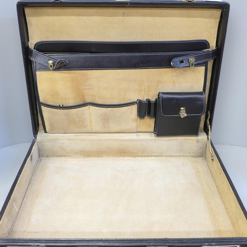 736 - A Texier leather attache/document case and a Pierre Cardin combination lock briefcase (000 combinati... 