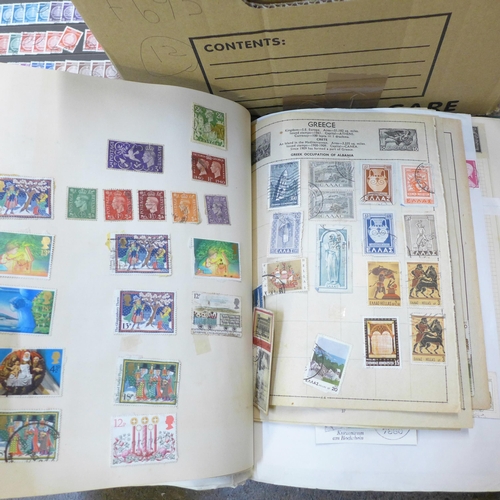 739 - Stamps; a box of stamps, covers, etc., loose and in albums