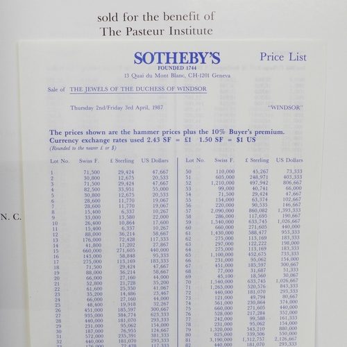 742 - A Sotheby's auction catalogue, The Jewels of the Duchess of Windsor, 1987