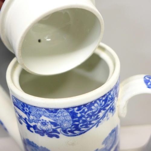 760 - Three Copeland Spode blue and white water jugs, one lid a/f