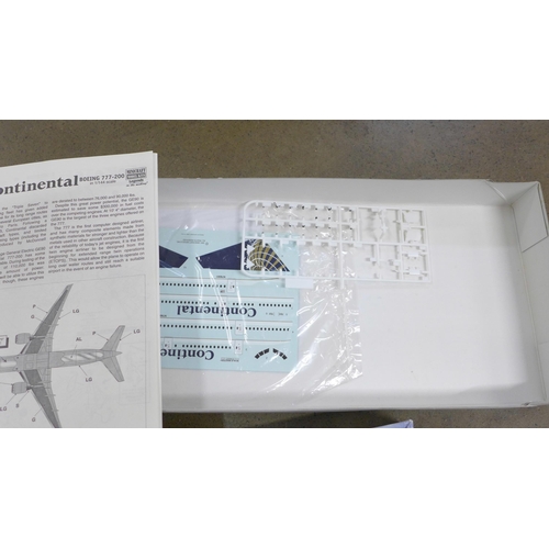 770 - Three model aircraft kits; two Airfix and one Mini Craft, Saab, Airbus A300B Continental (box only)