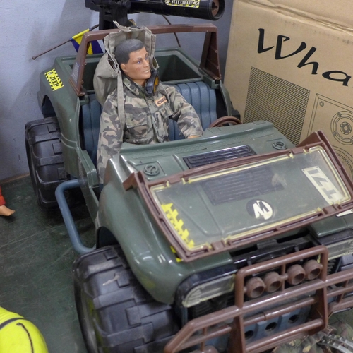 780 - A box of Action Man figures, clothes, Jeep, Dinghy, etc.