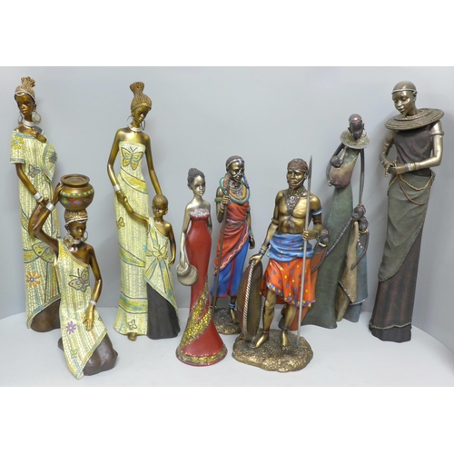 787 - A collection of African figures including Sherratt & Simpson, Leonardo, etc. (8)