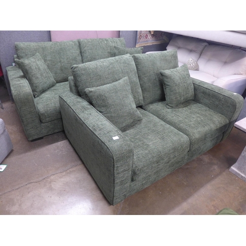 1306 - A Shada Hopsack green pair of two and three seater sofas RRP £1798