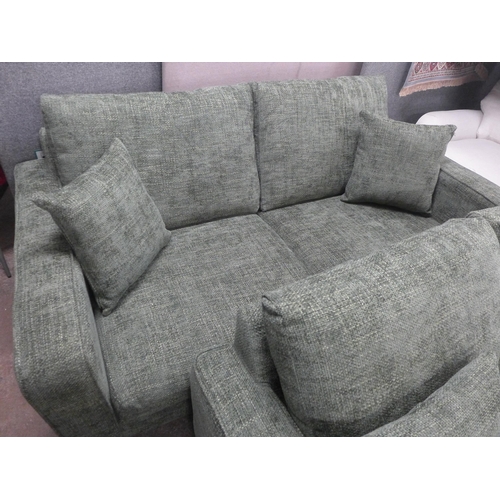 1306 - A Shada Hopsack green pair of two and three seater sofas RRP £1798