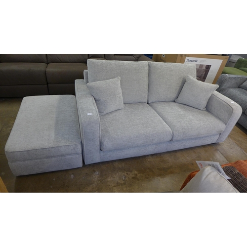 1334 - A Shada Hopsack silver three seater sofa and ottoman footstool RRP £1398