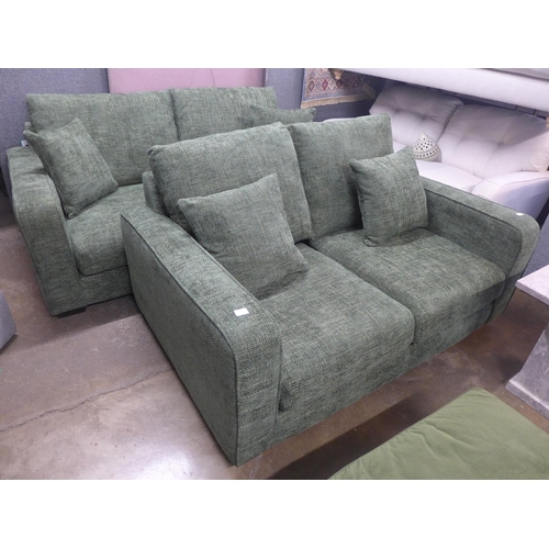 1361 - A pair of Shada Hopsack green upholstered two seater sofas RRP £1698