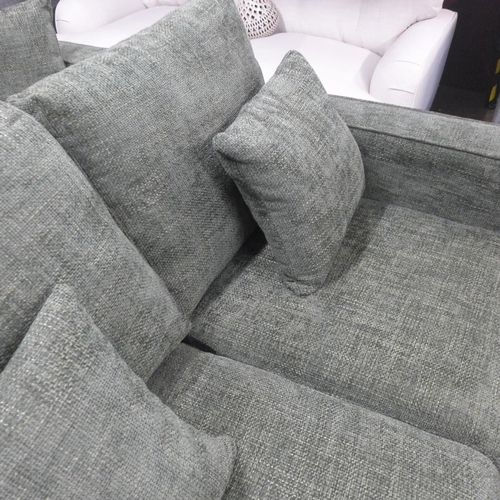 1362 - A pair of Shada Hopsack green upholstered two seater sofas RRP £1698