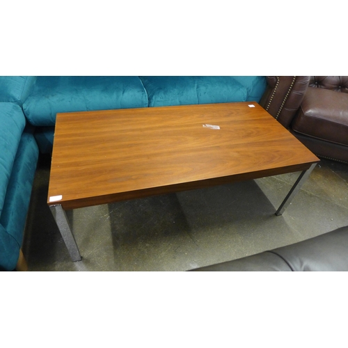 1484 - A chrome and walnut coffee table