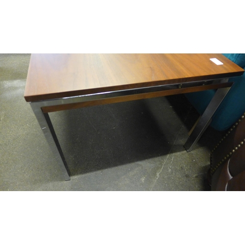 1484 - A chrome and walnut coffee table