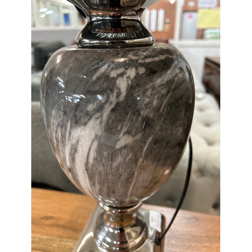 1396 - A black marble effect urn table lamp with black shade, H 62cms (LT057M28)   #