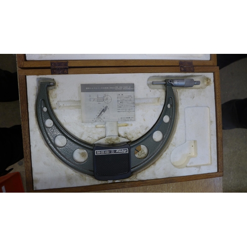 2054 - A Mitutoyo Outside micrometer, 200 - 225mm * This lot is subject to VAT