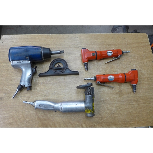 2077 - 2 Air nibblers, one air shears and an air impact driver