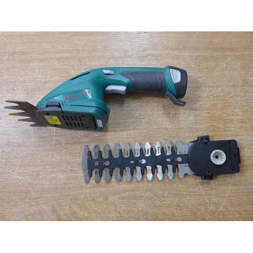 2081 - A Parkside cordless angel grinder and Ferrex hedge cutter and a transformer - transformer failed ele... 