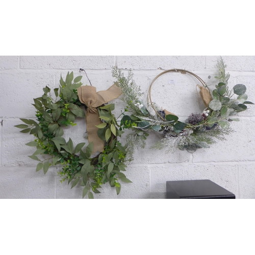 2087 - Two light up Christmas wreaths