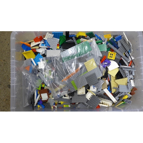 2096 - Two large tubs of mixed Lego and Cobi building bricks and a large tub containing a quantity of child... 