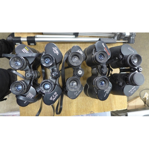 2110 - Six pairs of binoculars and a collection of 35mm cameras