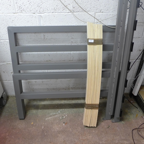 2274 - A metal single bed frame including slats, bolts and fittings