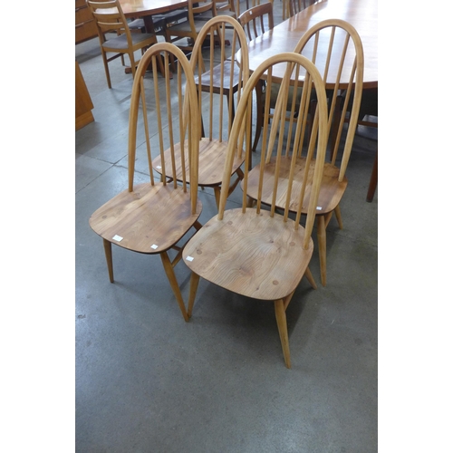 12 - A set of four Ercol elm and beech Quaker chairs