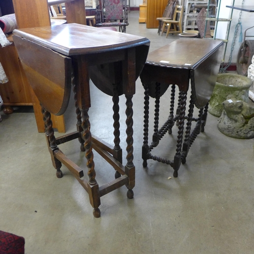 223 - An Edward VII mahogany barleytwist Sutherland table and an oak barleytwist gateleg table