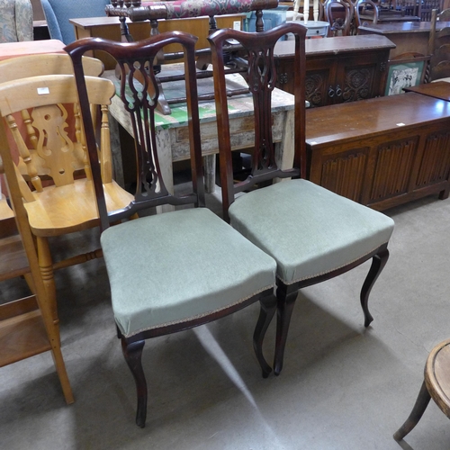 232 - A set of four beech kitchen chairs and a pair of mahogany chairs