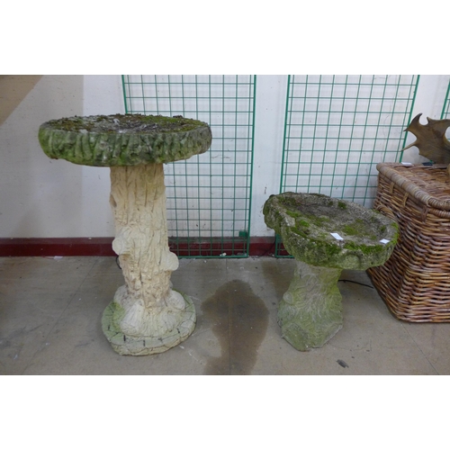 264 - Two concrete garden bird baths