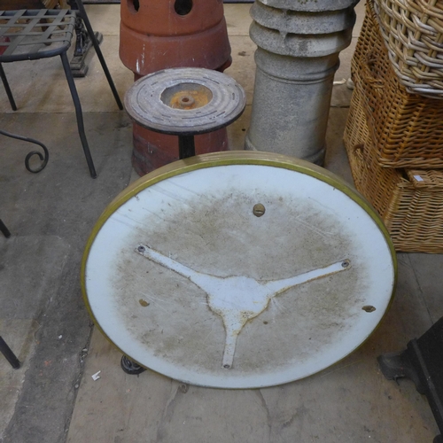 270 - A cast iron and simulated marble topped circular pub table